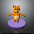 Cute Orange 3D Cartoon Creature With Cat Ears Open Arms On Purple Base