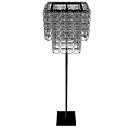 Modern Floor Lamp With Hanging Crystal Elements And Black Metal Stand