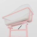 Pink Baby Bassinet With Transparent Mesh Sides White Mattress And Bottom Storage Basket On Wheels