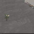 Gray Marble Floor Tiles With Polished Surface In Entrance With Shoe Cabinet And Decorative Plants