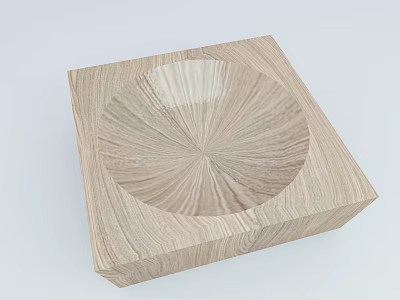 Minimalist Wooden Square Coffee Table With Circular Patterned Top Surface Design 3d model