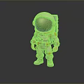 Cartoon Style 3D Game Movie Character Astronaut Spacesuit Helmet Backpack Reflective Gray Orange