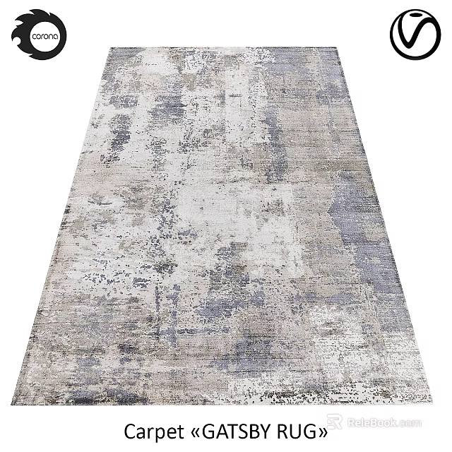 Square Carpet Soft Gray Blue Abstract Pattern Distressed Texture Modern Design 3d model
