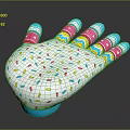 Vibrant Palm Shaped Decor With White Body Colorful Sprinkles Striped Fingers And Blue Base