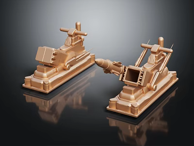 Two Golden Space Exploration Device Models With Antenna And Sensor Parts 3d model
