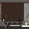 Tea Room Tea Table and Chair Combination Tea Room Background New Chinese Tea Room 3d model