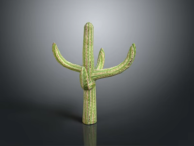 Green Branched Cactus Plant with Textured Stem and Natural Shape 3d model