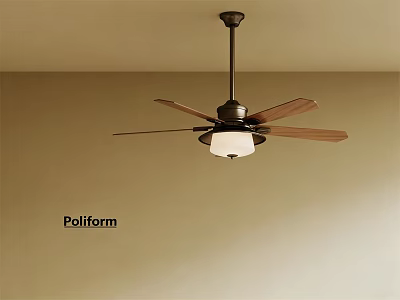 Poliform Modern Ceiling Fan With Light And Wooden Blades White Shade 3d model