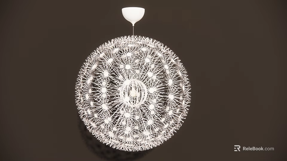 Modern Artistic White Spherical Chandelier With Intricate Wire Structure And Unique Design 3d model 