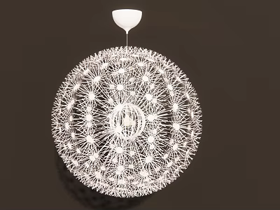 Modern Artistic White Spherical Chandelier With Intricate Wire Structure And Unique Design 3d model