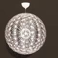 Modern Artistic White Spherical Chandelier With Intricate Wire Structure And Unique Design