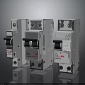 Three White Circuit Breakers Essential Hardware Tools for Electrical Safety Applications 3d model