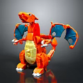 Orange Dragon Toy Figure With Blue Wings Yellow Belly And White Claws