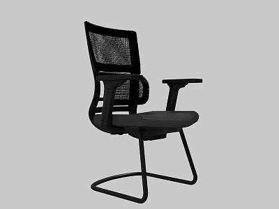 Black Office Chair With Mesh Backrest Armrests And Modern Metal Base Design 3d model