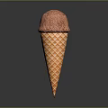 Delicious Creamy Pink Ice Cream Scoop in Crunchy Orange Waffle Cone