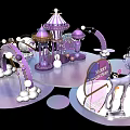 Festive Christmas Decoration Scene With Purple Carousel Arched Structures And Deer Ornament 3d model