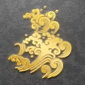 Detailed Golden Wave Cloud Patterns Sculpture Carving On Gray Background 3d model