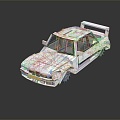 Modern toy car pixel car square car cartoon car 3d model