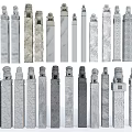 Various Stone Columns With Different Capital Designs And Architectural Styles 3d model