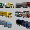 Various Types of Commercial Trucks in Different Colors and Functions