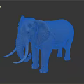 Detailed Realistic Elephant With Large White Tusks And Wrinkled Skin