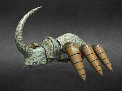 Animal Shaped Electric Toy With Intricate Patterned Horn And Conical Claws 3d model
