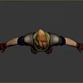 Man With Blonde Hair Green Scarf Blue Outfit Red Gloves 3D Character Model