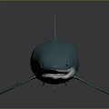 Blue Green Shark 3D Model With White Underbelly And Fins On Gray Surface