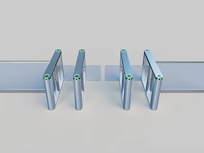 Public Facility Automatic Turnstiles With Stainless Steel Structure And Green Indicator Lights 3d model