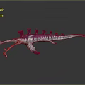 Game and Movie Mythical Creature Character with Pink White Stripes Dorsal Fins and Long Snout
