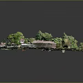Detailed Cartoon Scene Model With House Trees Parking Lot And Green Grassland