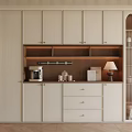 Elegant Modern Sideboard Cabinet Interior With Open Shelves Drawers And Glass Doors