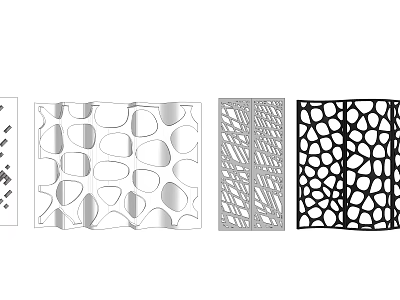 Modern Decorative Room Dividers With Various Perforated Geometric And Abstract Patterns 3d model