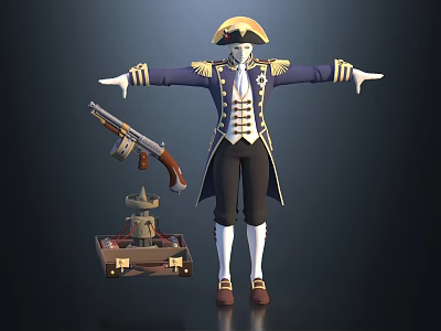 Gunman Shooter West Denim Warrior Samurai Soldier Guard Assassin Killer Pistol Plainclothes Agent Handsome Gunman Sub-era Warrior 3d model