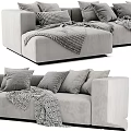 Cozy Gray Sofa Displayed In Multiple Angles With Pillows And Blankets 3d model