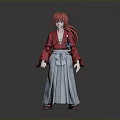 Anime Character In Red Kimono Coat With Gray Pants And Long Red Hair