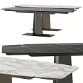 Modern Dining Table With Black Marble Tabletop And Sturdy Metal Base Design 3d model