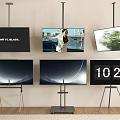 Modern TVs In Multiple Styles Ceiling Mounted And Stand Mounted With Various Screen Displays 3d model