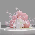 Pink Interactive Zone With Cloud Shaped Objects Petal Decorations Flower Clusters And Petal Shaped Base