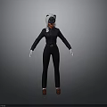 3D Character Model With Black Jumpsuit White Gloves Red Shoes White Ears And Black Mask