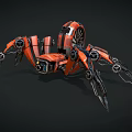 Mechanical Reptile Robot With Red Metallic Legs And Spider Inspired Sci Fi Design 3d model