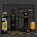 Racing Themed Gas Station Display With Racing Suit Fuel Dispenser Tire And Oil Barrel