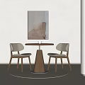 Minimalist Modern Round Table And Two Chairs Set For Living Interior 3d model