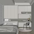 Tatami Bedroom Interior Design With White Cabinets Study Desk Chair And Plant Lighting