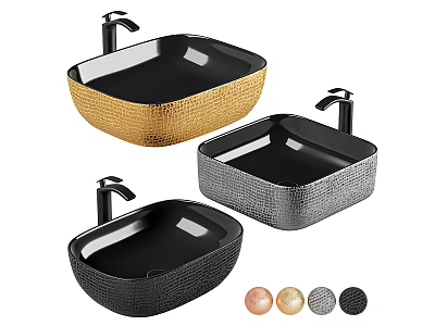 Modern Bathroom Vessel Sink Collection Featuring Gold Silver and Black Finish Options 3d model
