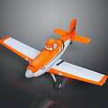 Orange Toy Airplane Model With White Wings Black Wheels And Cartoon Face