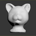 White Cat Head Sculpture With Smooth Matte Surface On Dark Background Base 3d model