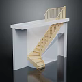 Modern Minimalist Wooden Staircase With Handrail And White Support Structure