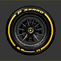 Car Performance Tire with P ZERO Brand Black Rubber and Yellow Stripe Design