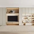 Modern Cream Style TV Background Wall TV Cabinet Jewelry Ornaments 3d model